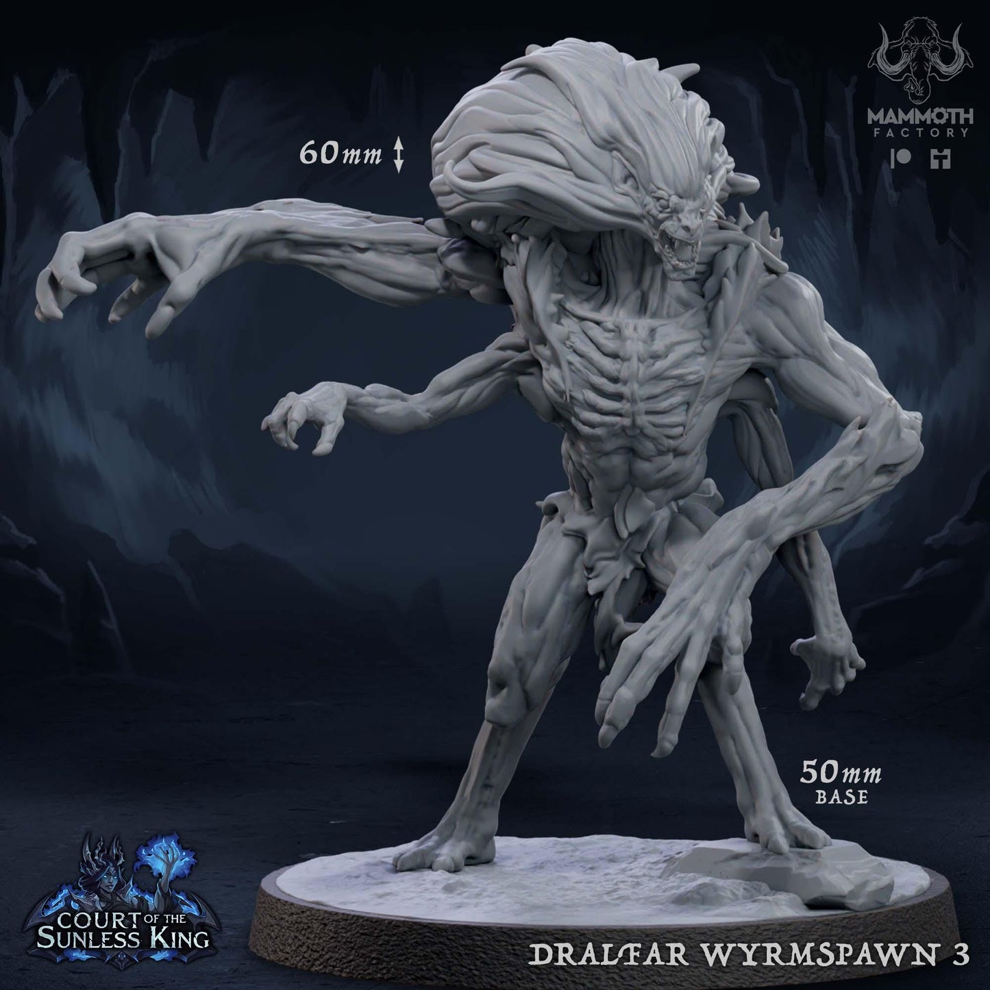 a white statue of a creature with arms outstretched