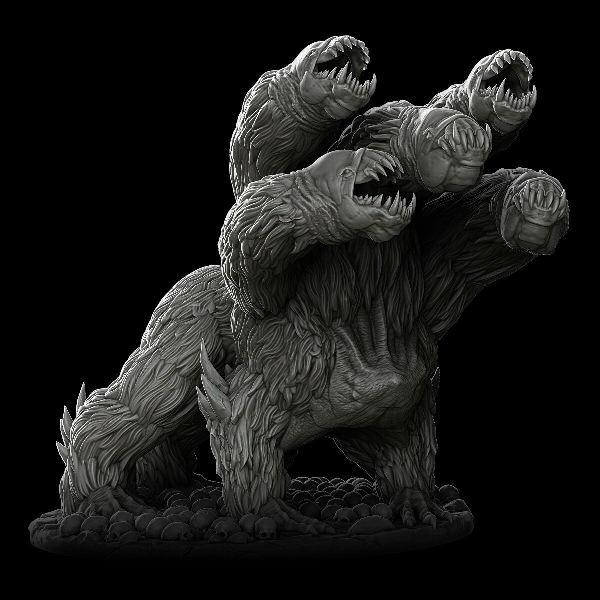 a black and white photo of a bear statue