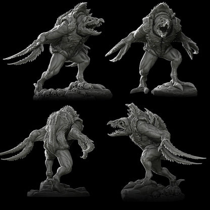 a set of four different poses of a creature