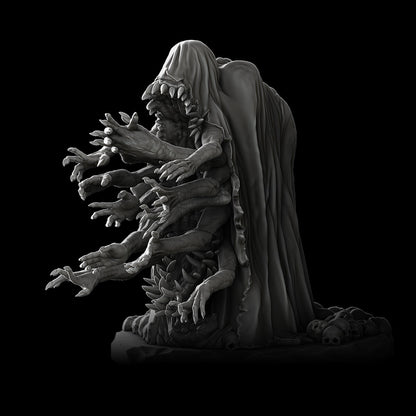 a statue of a man with hands coming out of his face