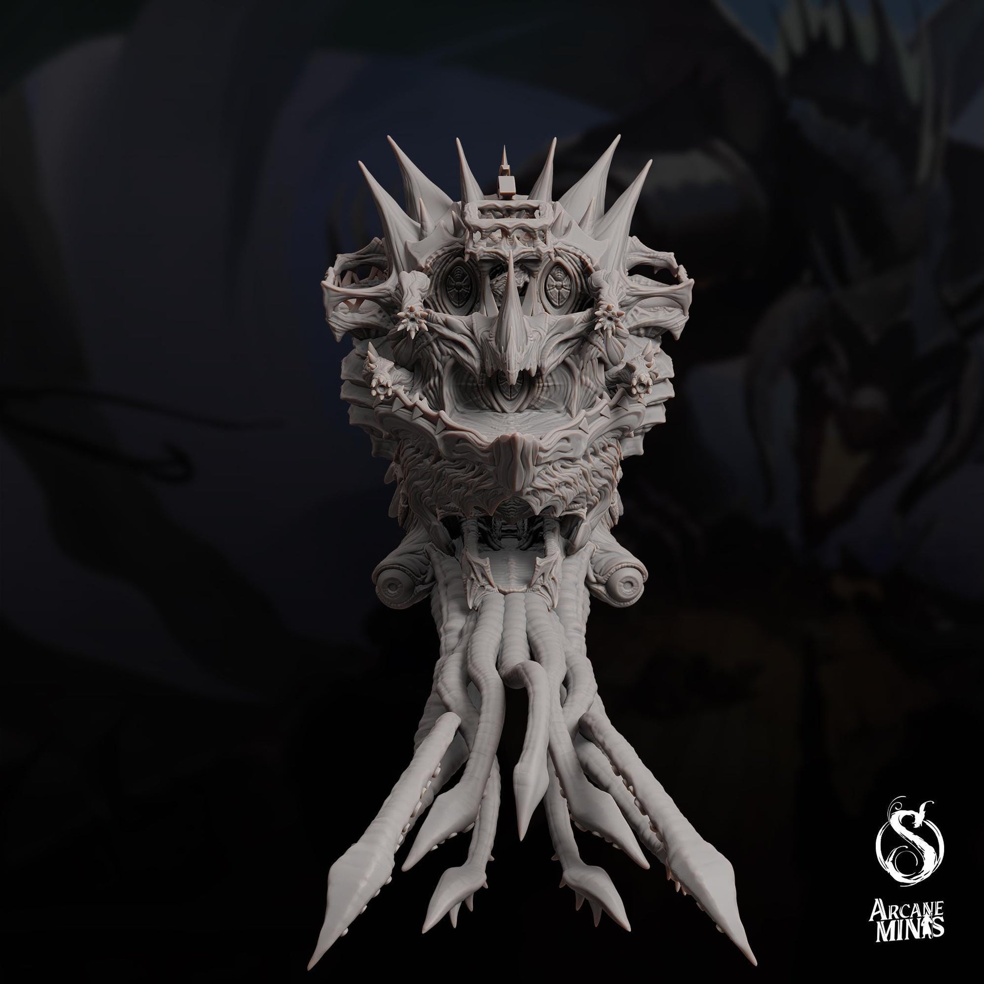 a statue of a demon with spikes on its head