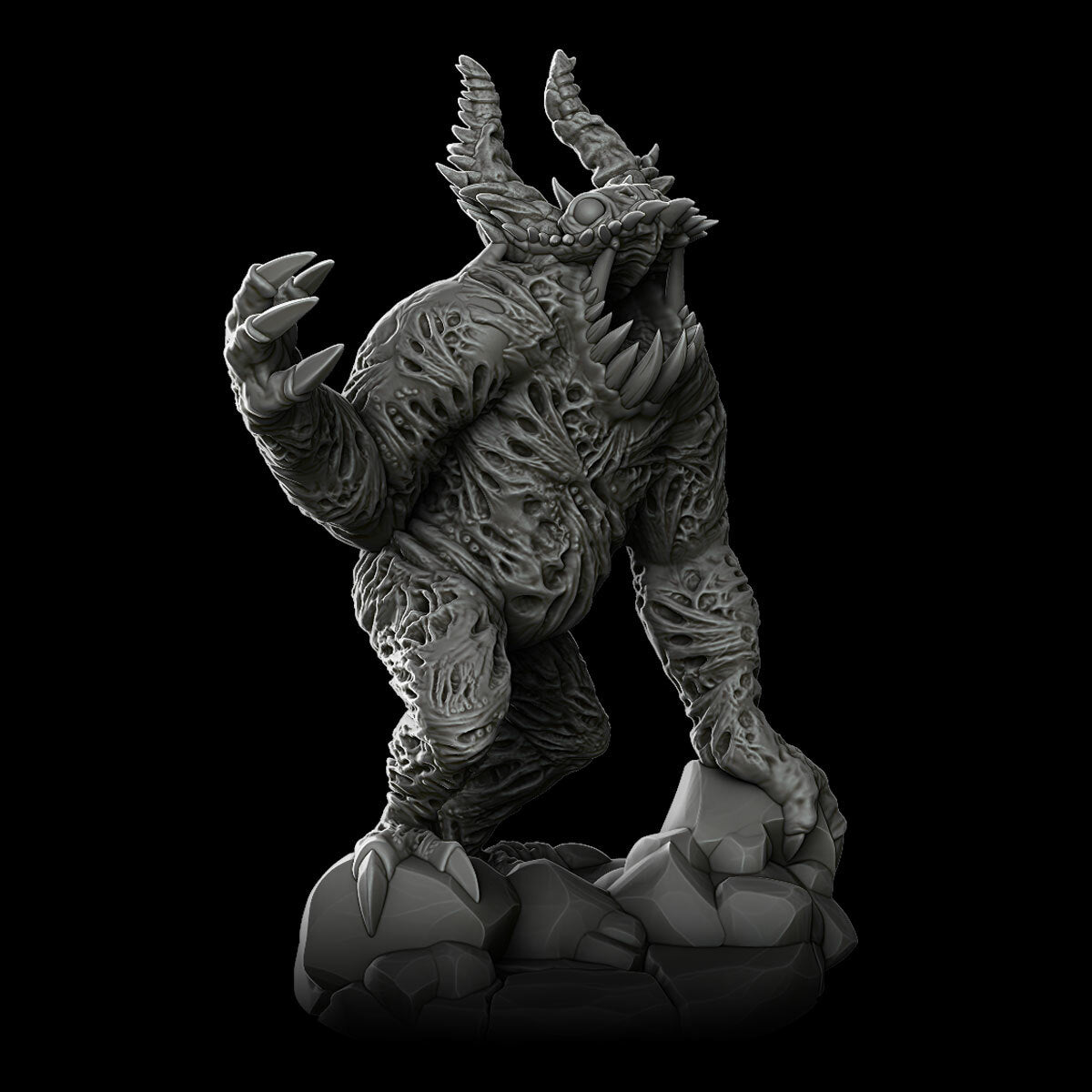 a black and white photo of a statue of a creature