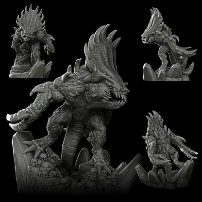 a black and white photo of a dragon figurine