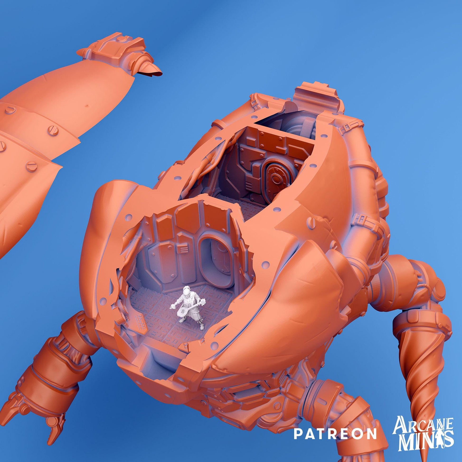 a computer generated image of an orange robot