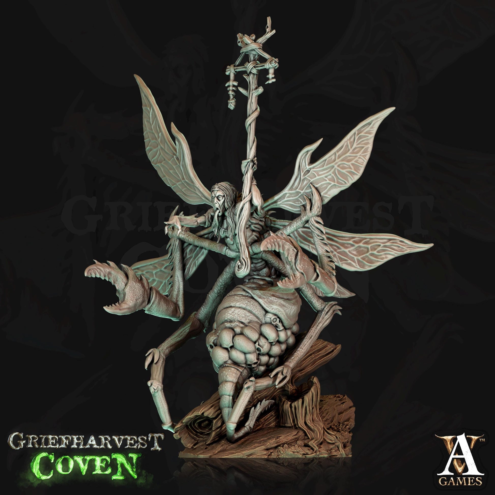 a statue of a demon holding a sword