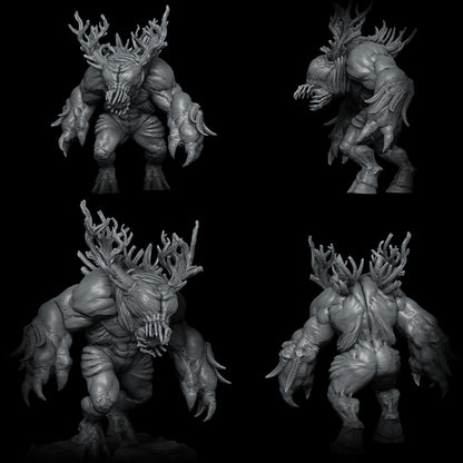 four different poses of a creature with horns