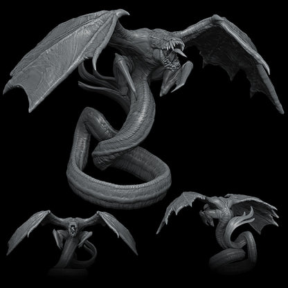 a black and white photo of a dragon and a snake