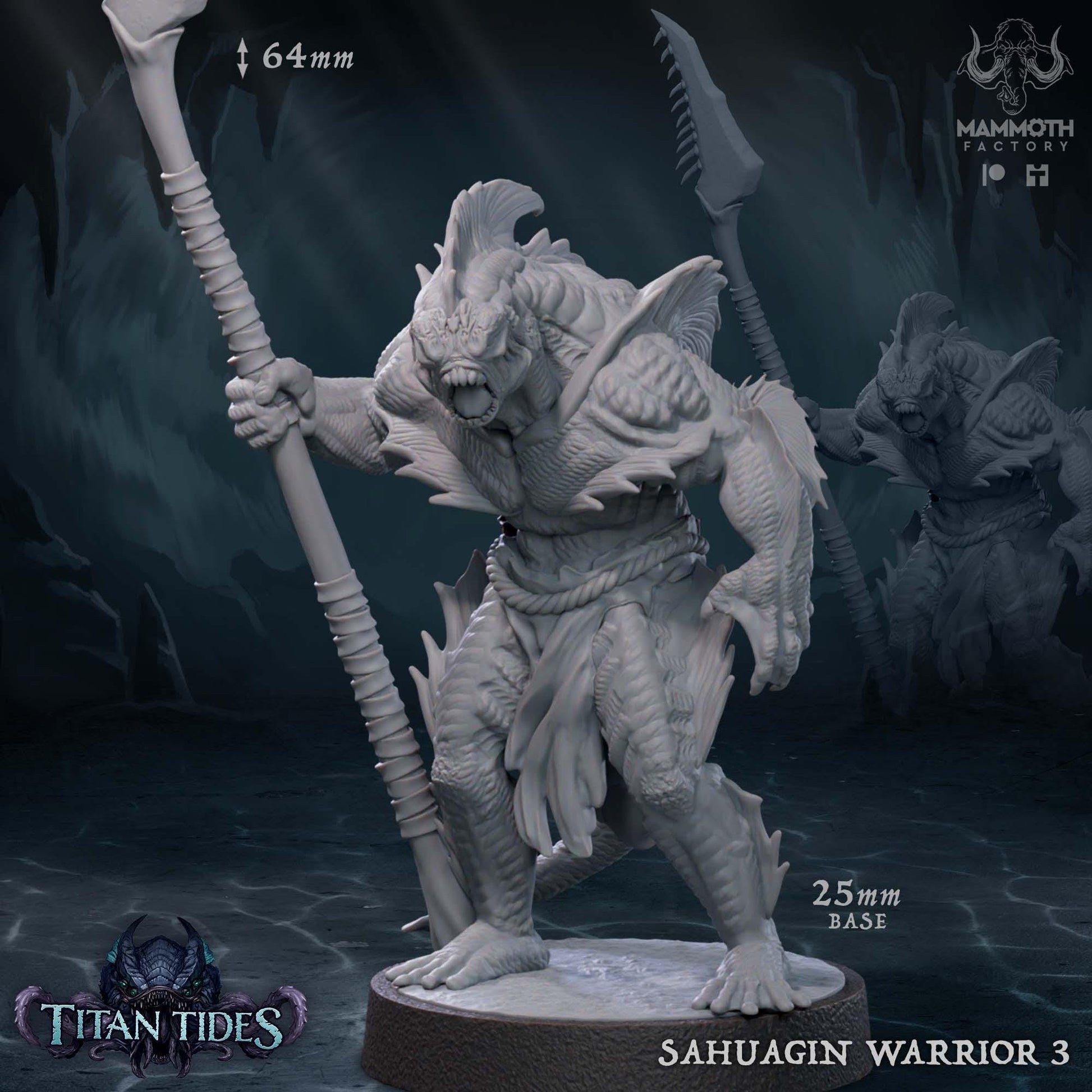 a white statue of a demon holding a spear