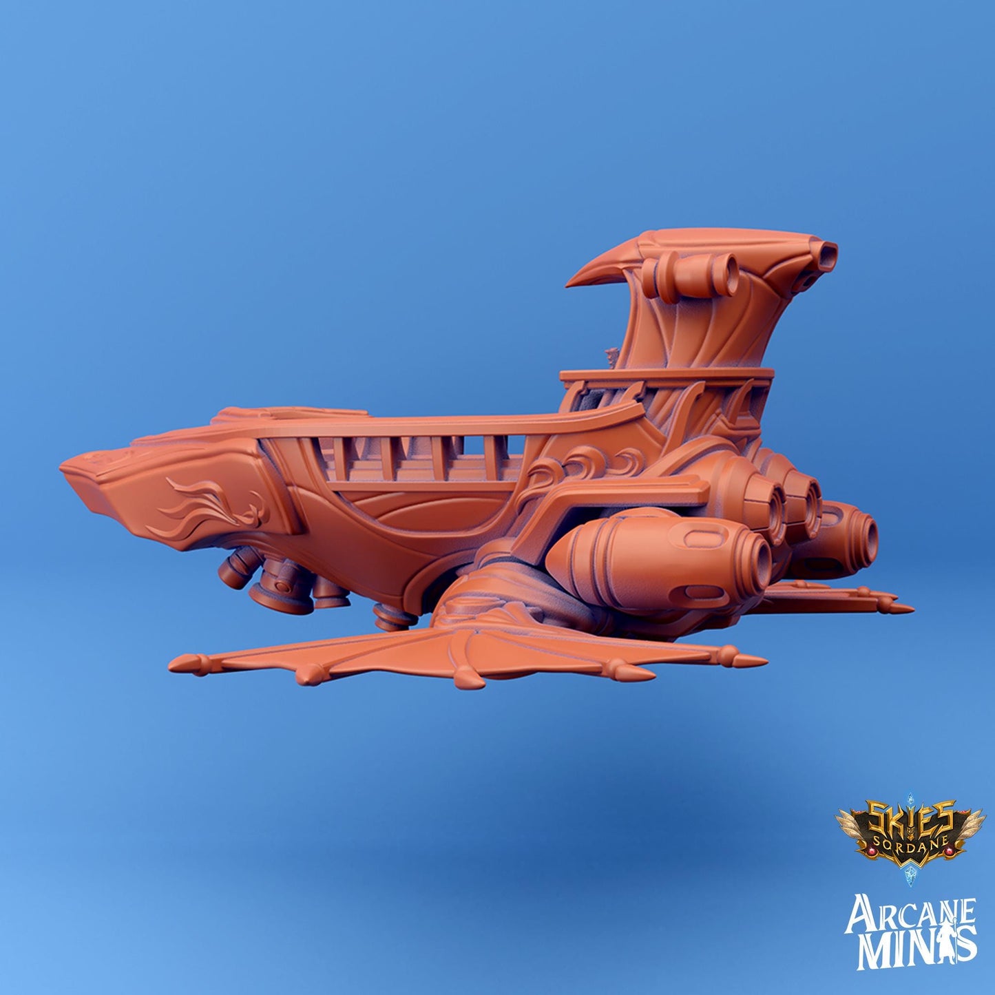 Feros Racing Skiff – 3D Printed Resin Airship, Playable Deck, Tabletop RPG Terrain, Dungeons & Dragons Setpiece, Fast-Flying Miniature