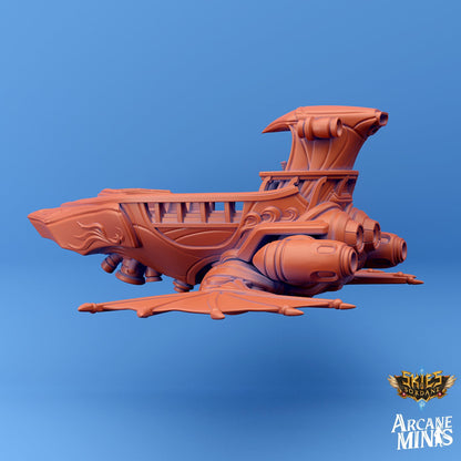 Feros Racing Skiff – 3D Printed Resin Airship, Playable Deck, Tabletop RPG Terrain, Dungeons & Dragons Setpiece, Fast-Flying Miniature
