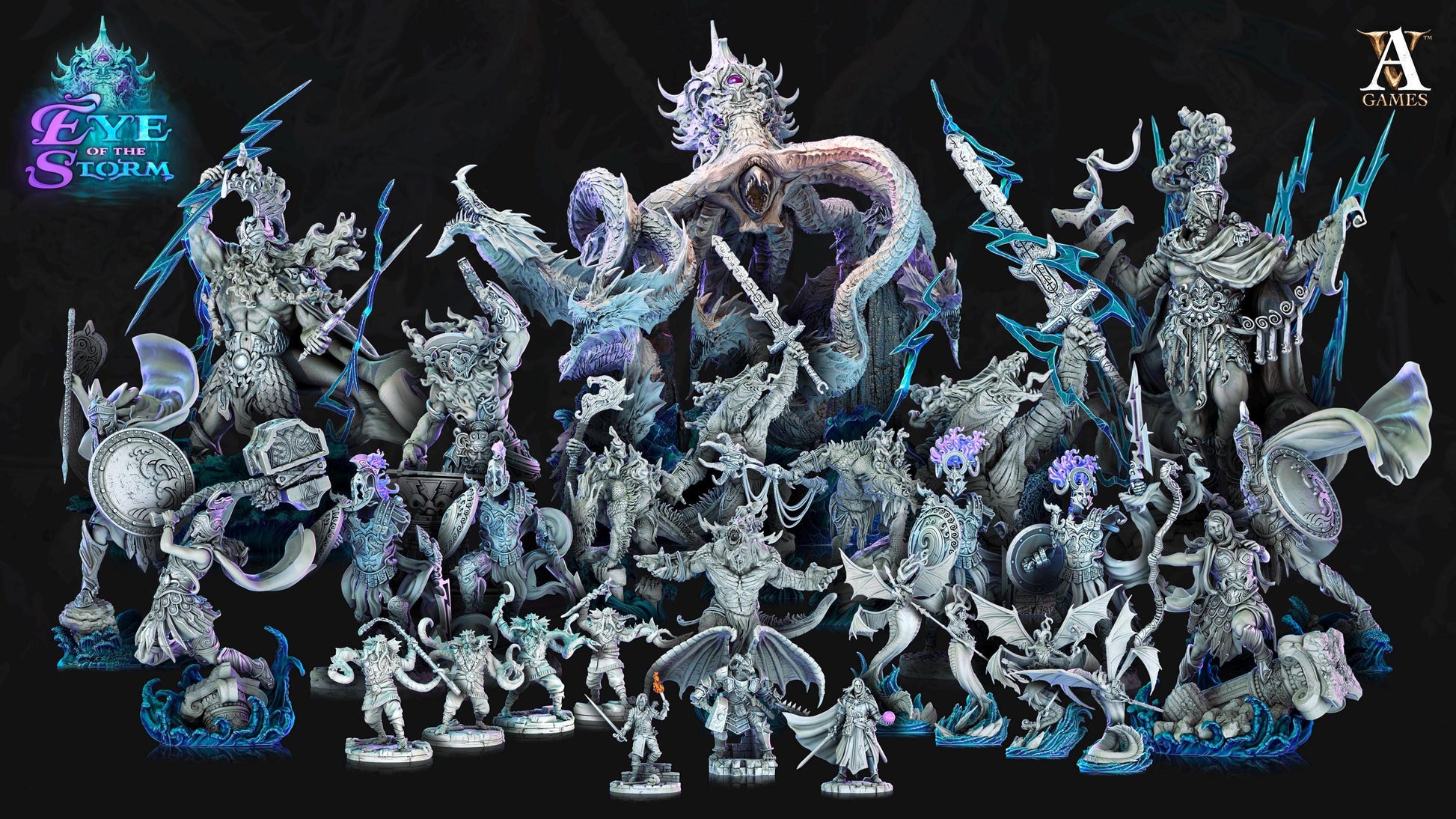 a group of figurines of various sizes and colors