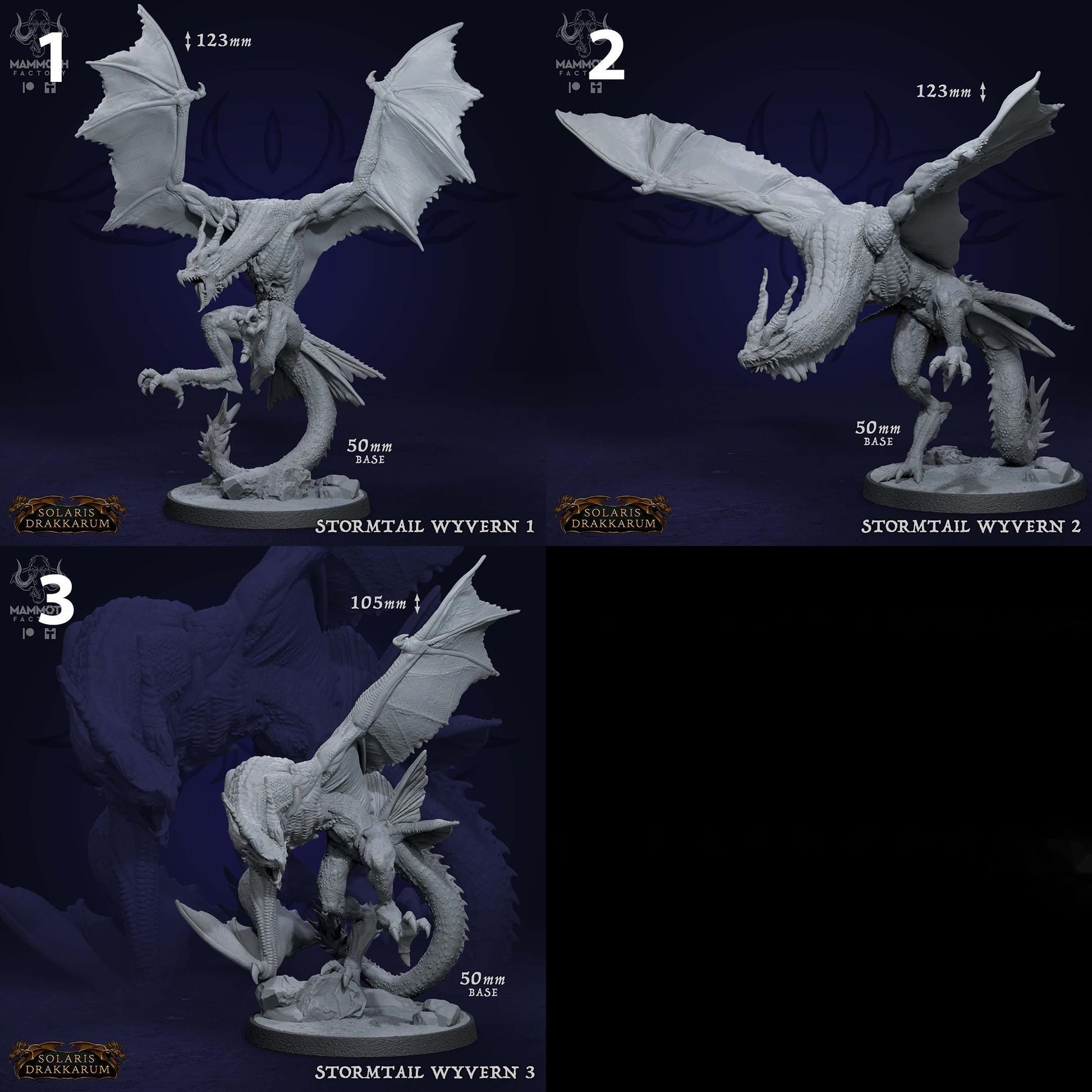 a set of three pictures of a white dragon