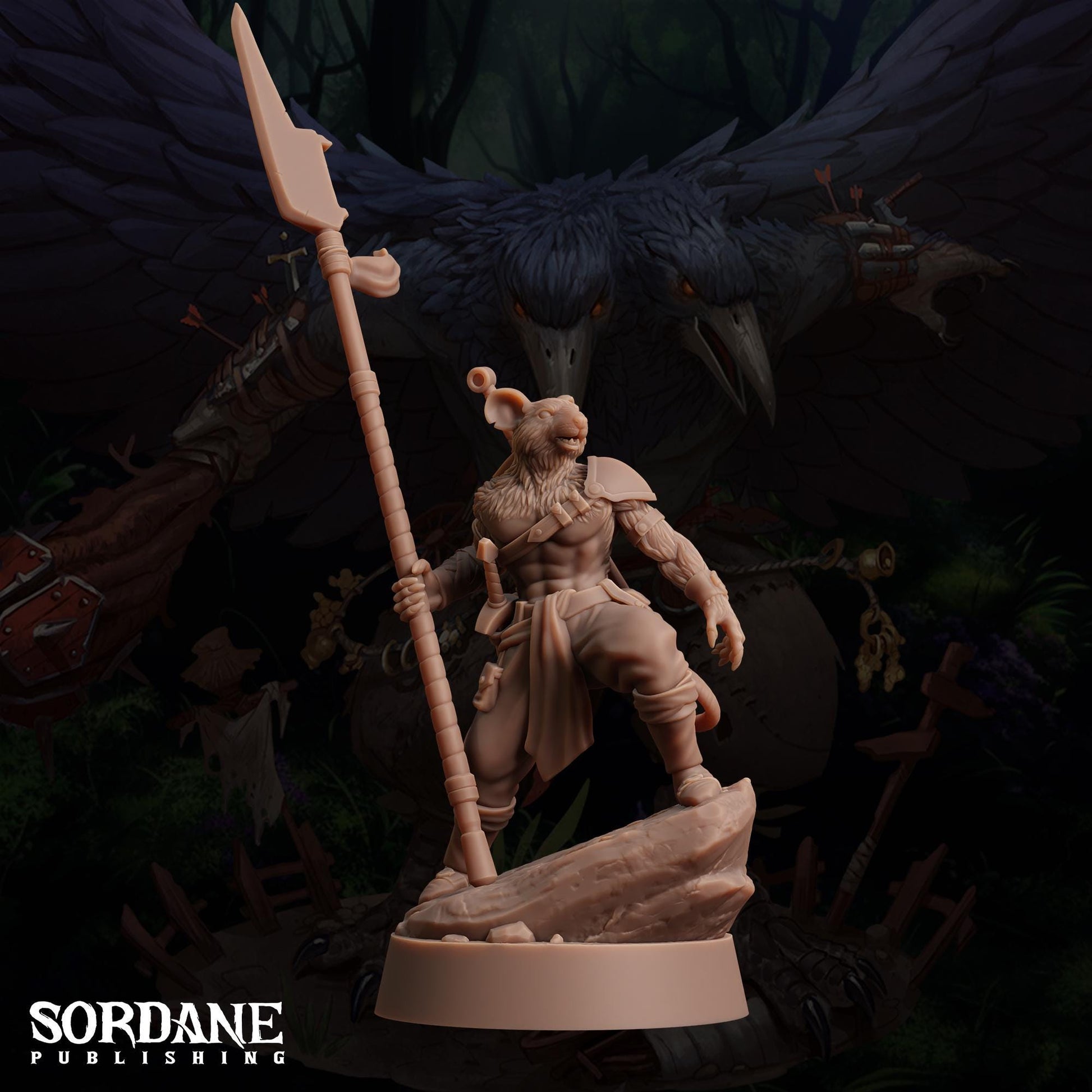 a statue of a man holding a giant axe