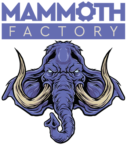 the mammoth factory logo with an elephant's head