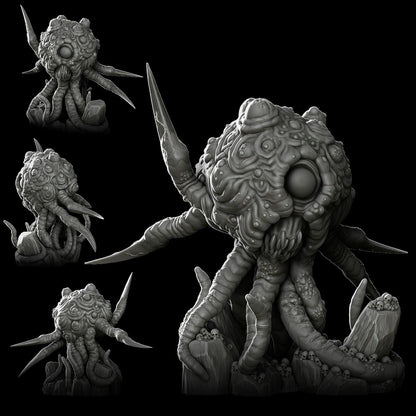 a bunch of strange looking objects on a black background