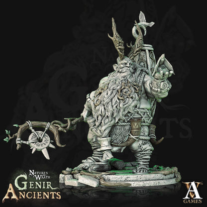 a statue of a man with a horned head