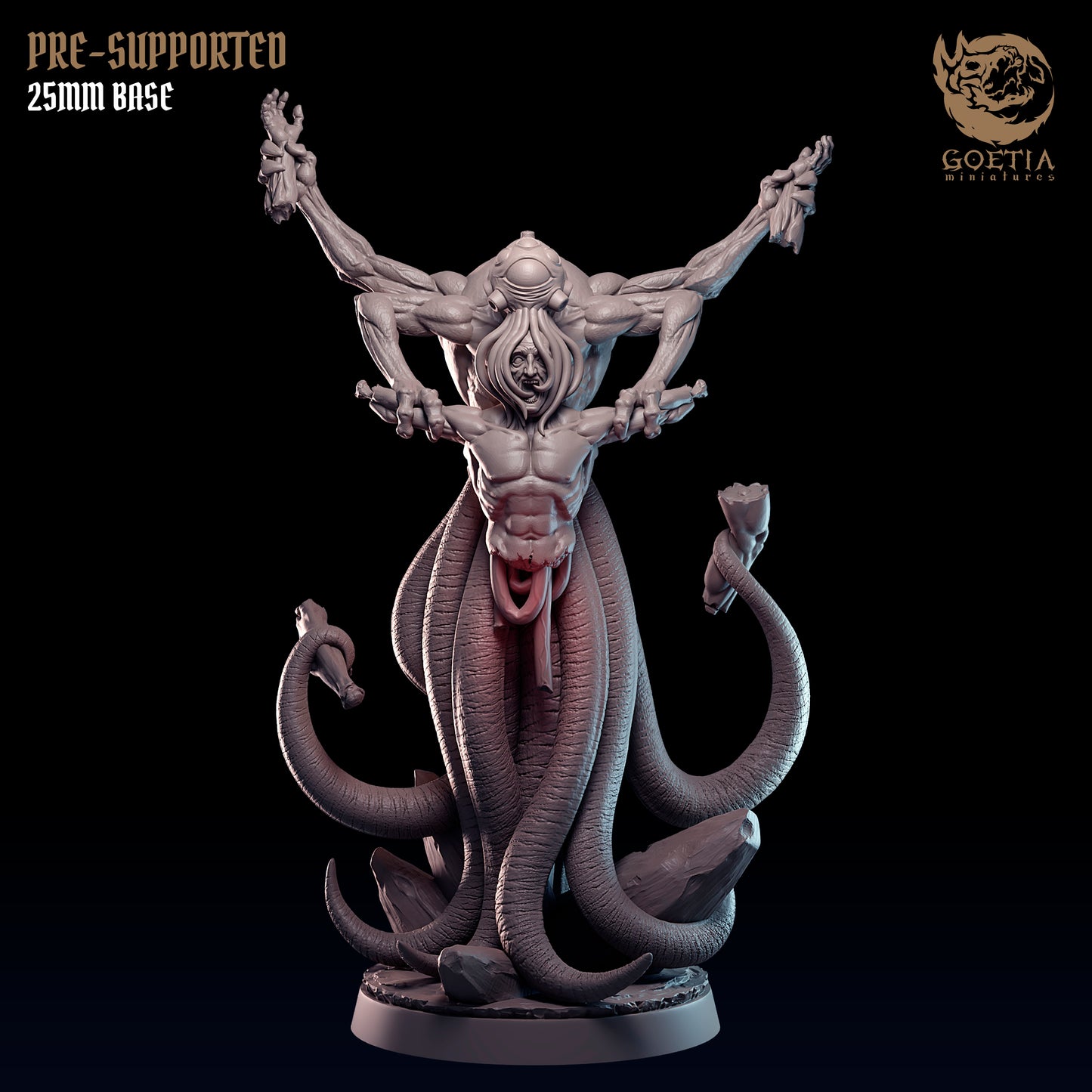 a statue of an octopus with a demon on it's back