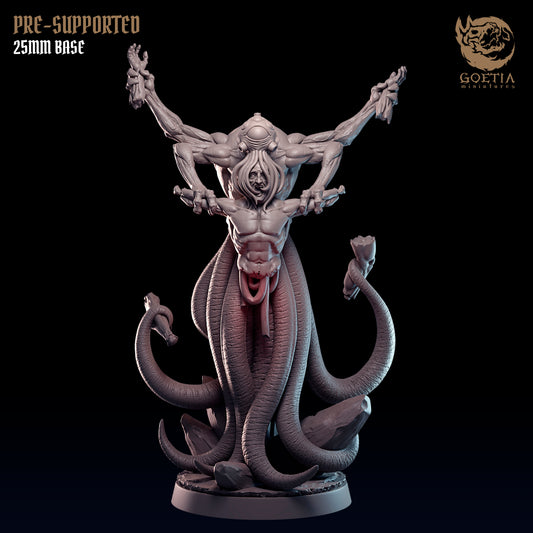 a statue of an octopus with a demon on it's back