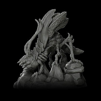 a statue of a dragon on a black background