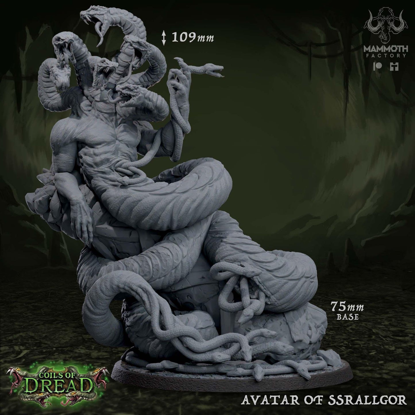 a statue of a woman with two snakes on her back