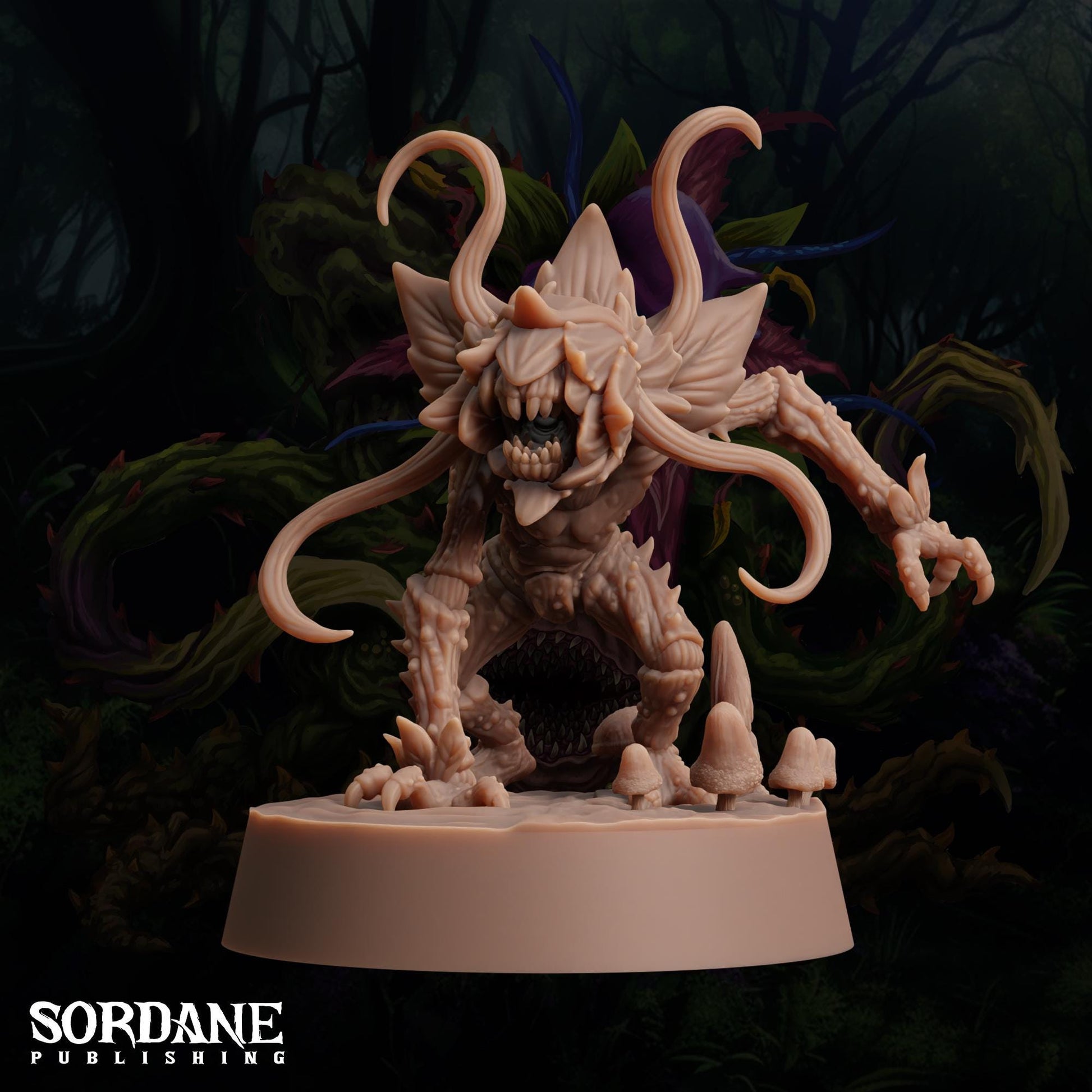a statue of a demon with horns and claws