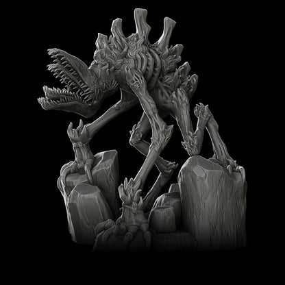 a black and white photo of a dinosaur statue