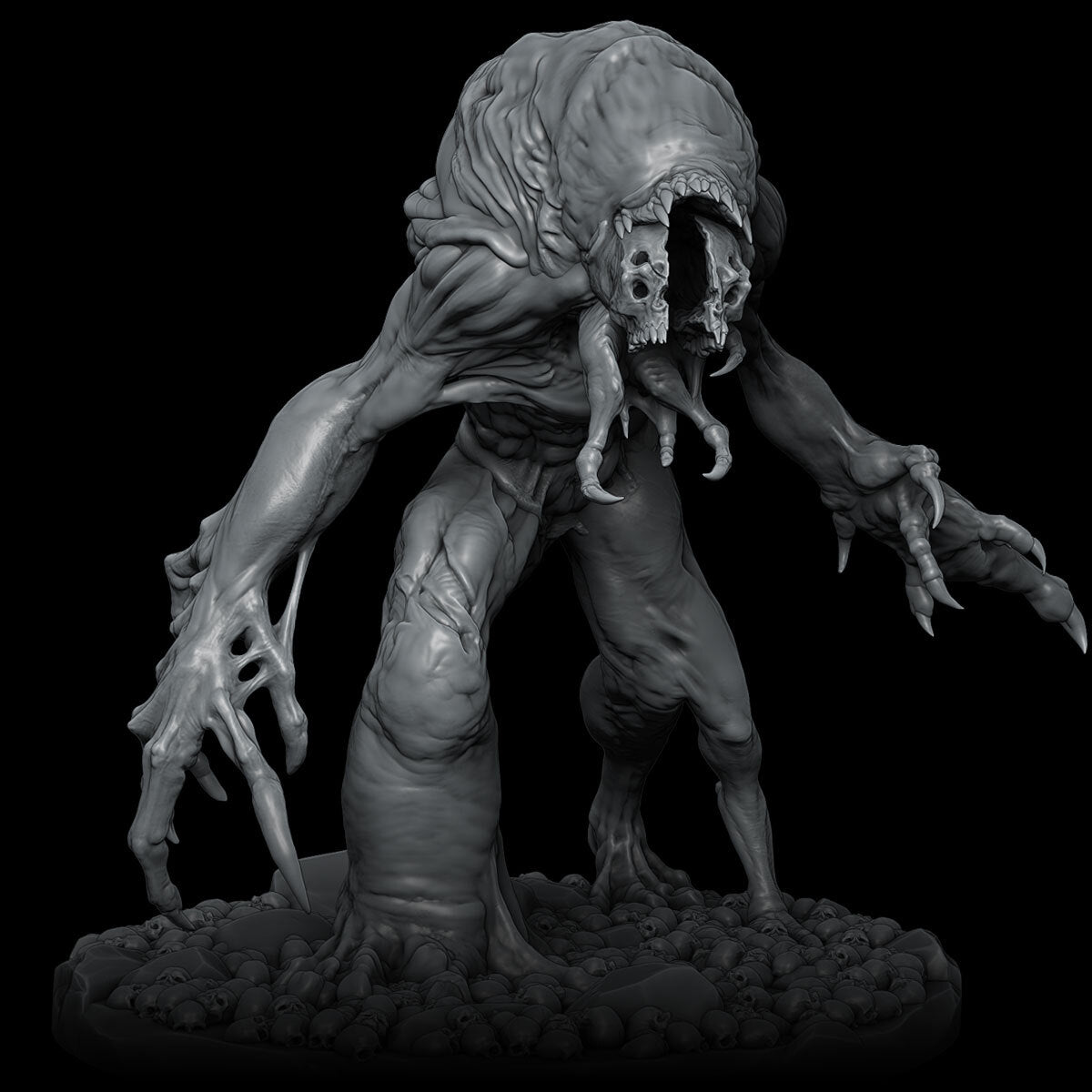 a statue of a creature with a large head