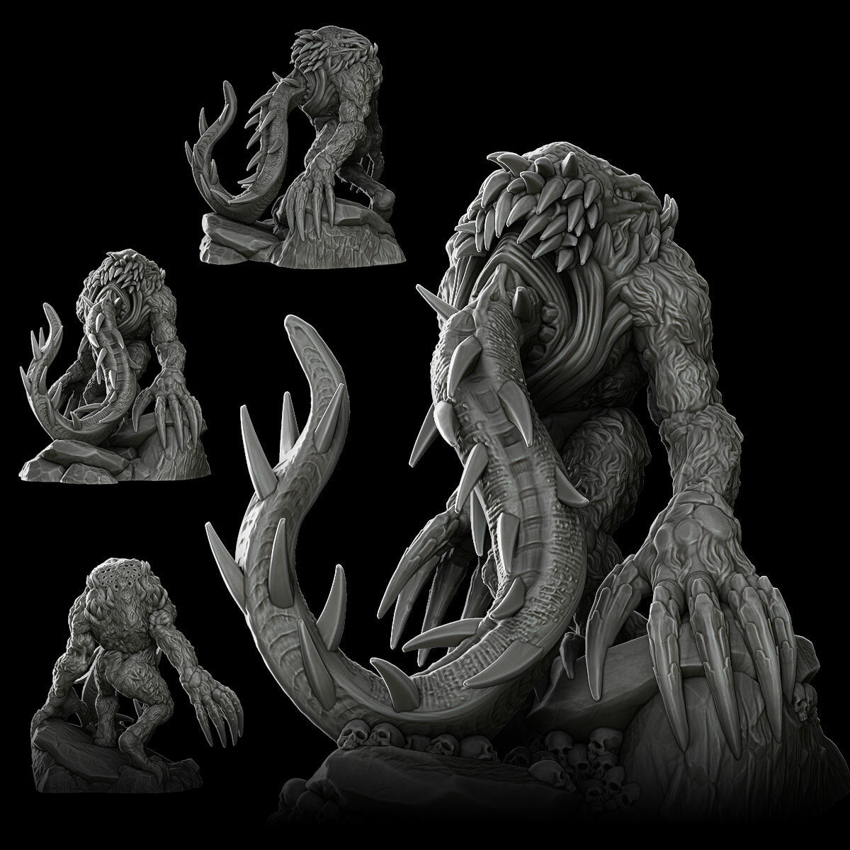 a statue of a creature with a demon face