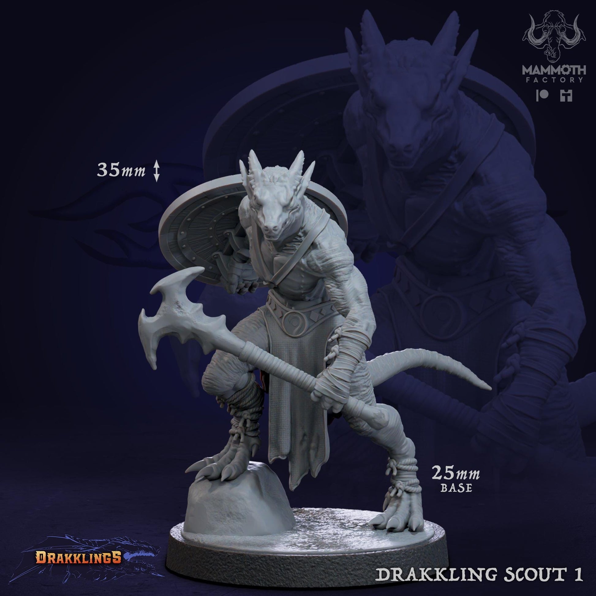 a white statue of a demon holding a staff