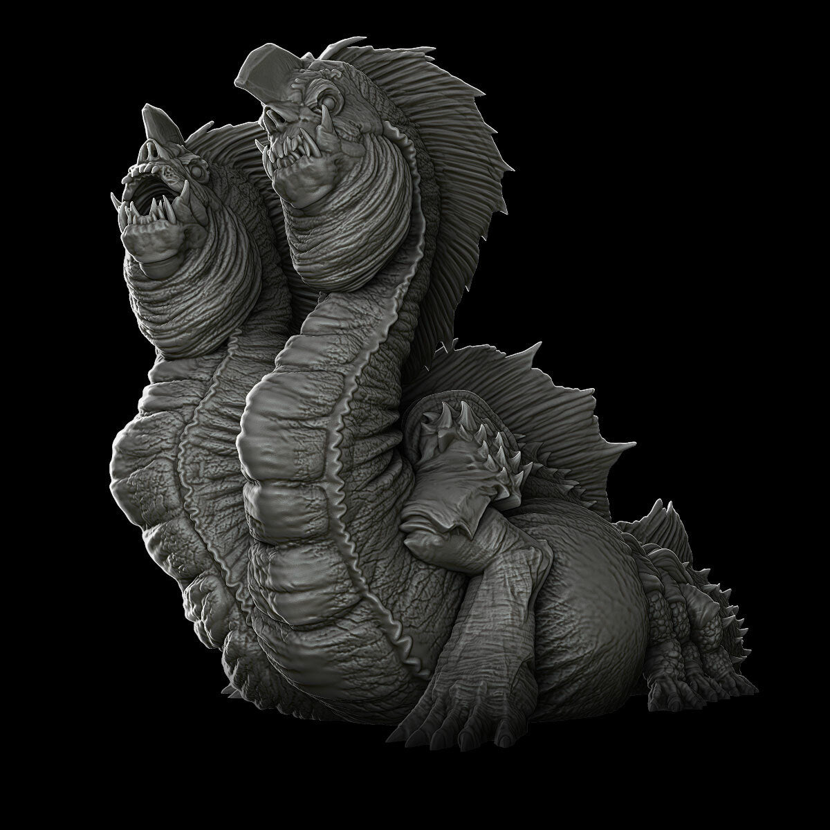 a black and white photo of a statue of a creature