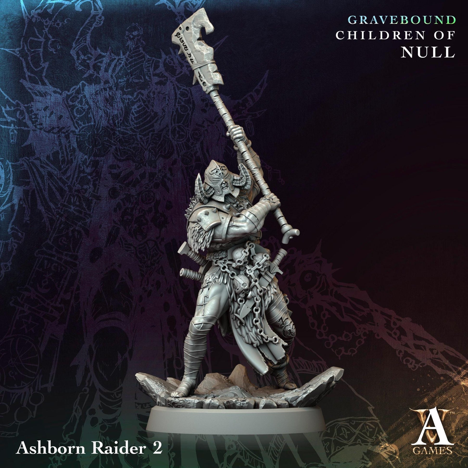 a statue of a man holding a giant axe