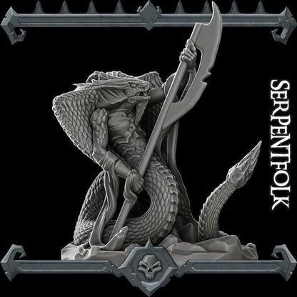 Serpent Folk | Lizard Miniature | Rocket Pig Games | Resin | Fantasy | DnD | RPG | TTRPG | Tabletop