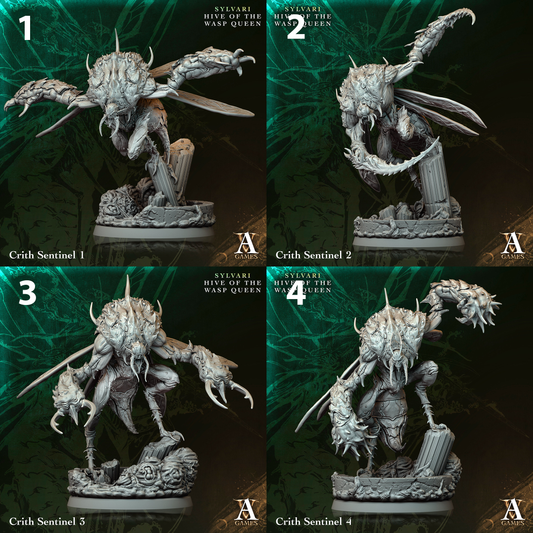 a set of four pictures of a statue of a demon
