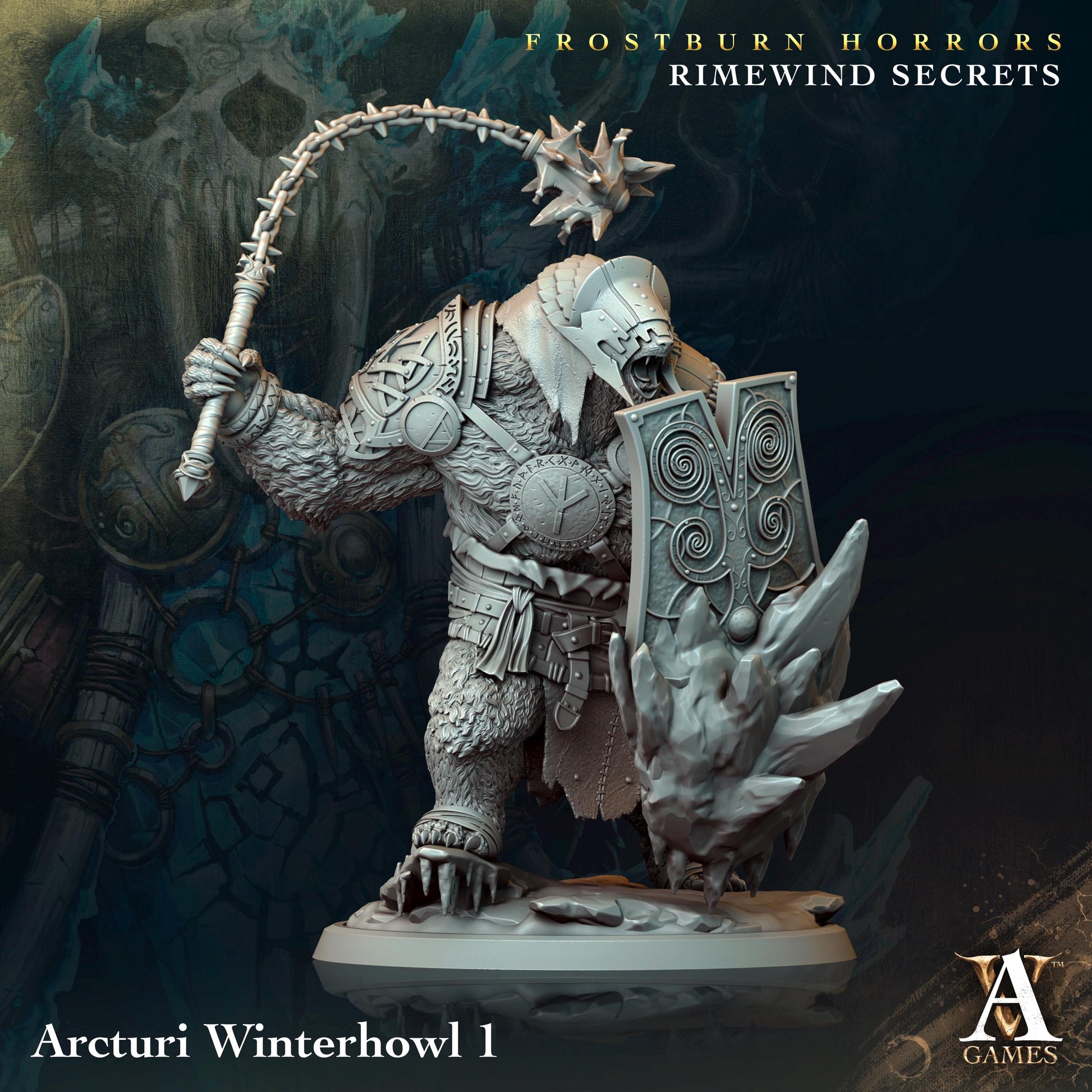 a statue of a creature with a sword and shield