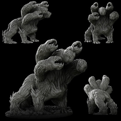 three black and white sculptures of bears on a black background